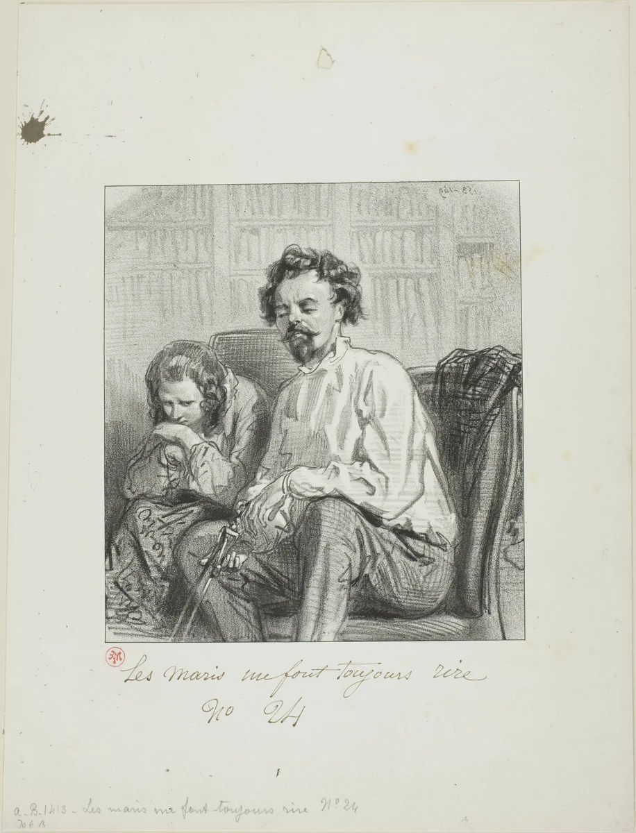 Husbands Always Make Me Laugh: Ninie, I've just had an idea by Paul Gavarni, print, 1853