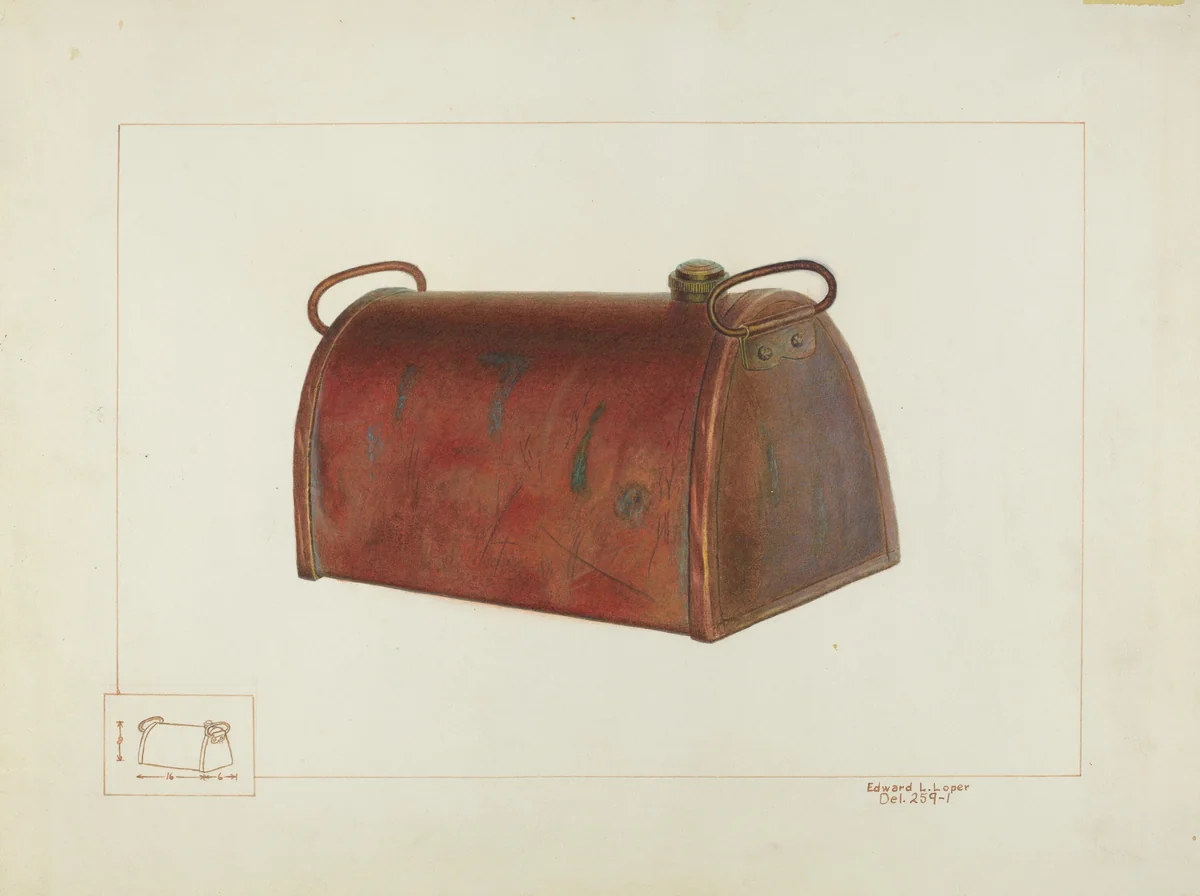 Copper Foot Warmer by Edward L. Loper, index of american design, 1937