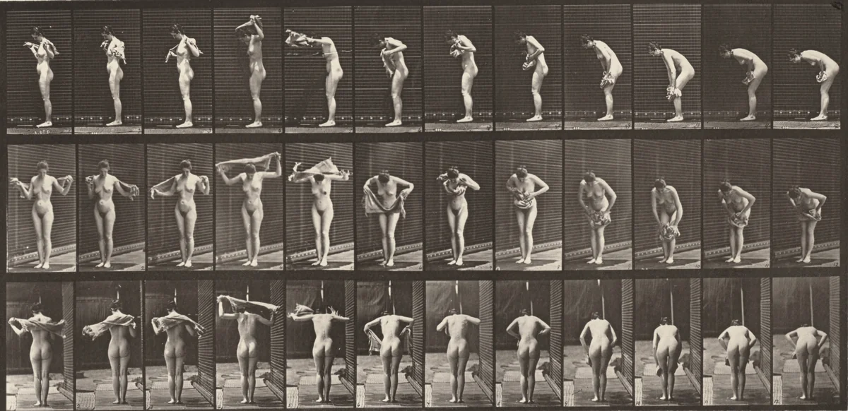 Plate Number 414. Wiping body with towel by Eadweard Muybridge, photograph, 1887