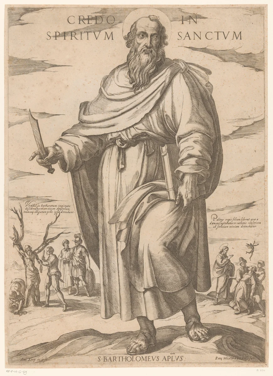 De heilige Bartolomeüs by Unknown, print, 1565-1630