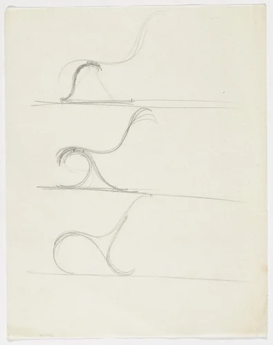 Chair without Arms (Three elevation sketches) by Ludwig Mies van der Rohe, mies van der rohe archive, 1926