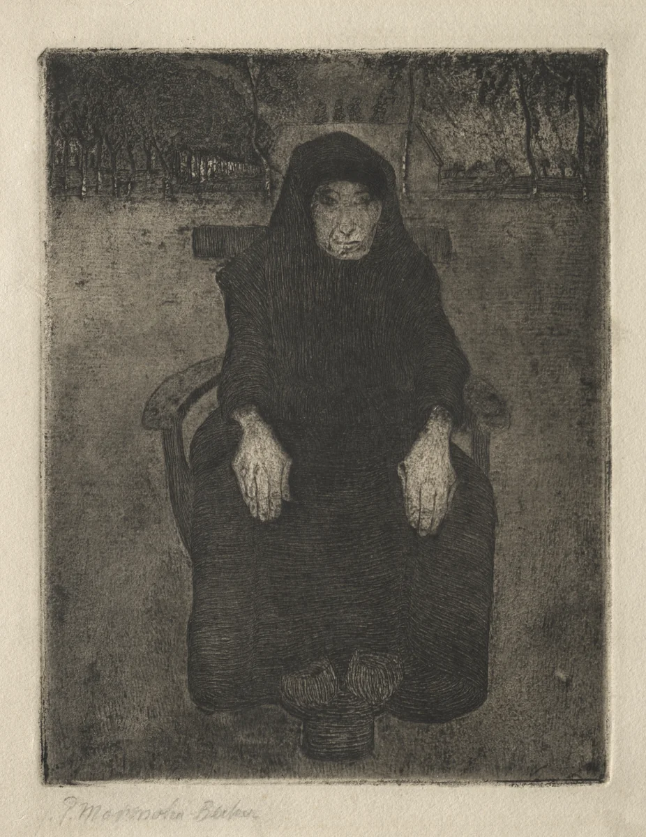 Seated Old Woman by Paula Modersohn-Becker, print, 1900-1910