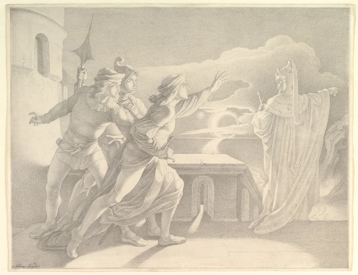 Hamlet and the Ghost of his Father by Adam Vogler, drawing, 1842-1852
