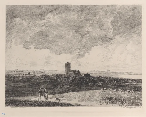 Landscape, after Rembrandt by Jules Ferdinand Jacquemart, print, 1877