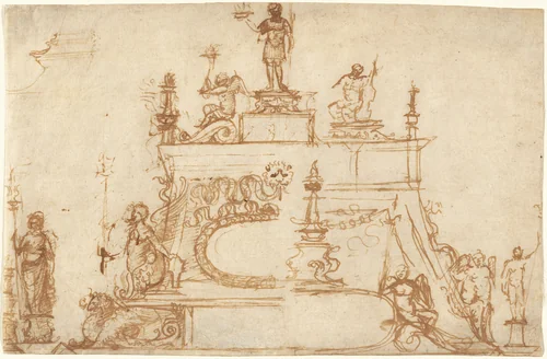 Studies for Small Bronzes with Classical Motifs by Andrea Briosco, drawing, 1490-1495