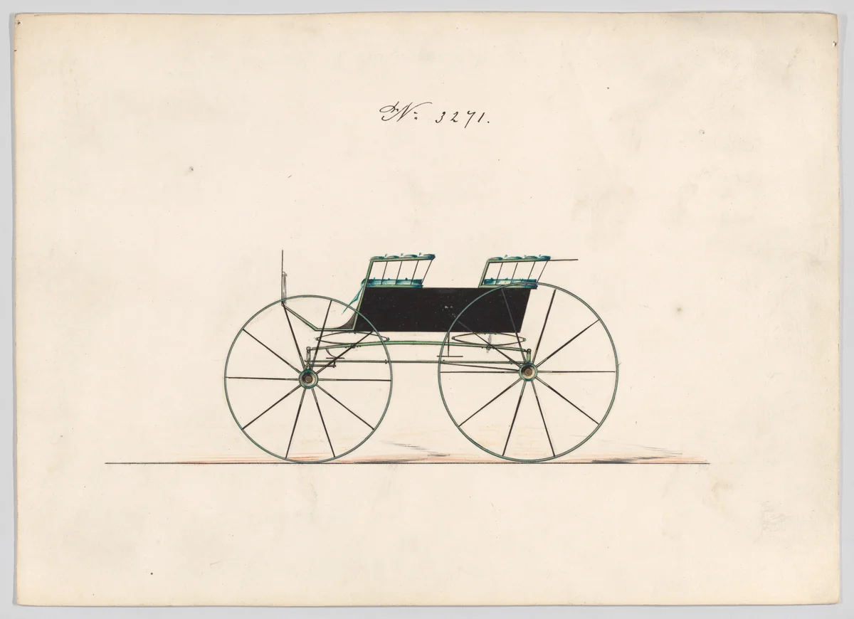 Design for 1/2 Spring Wagon, no. 3271 by Brewster & Co., drawing, 1850-1910