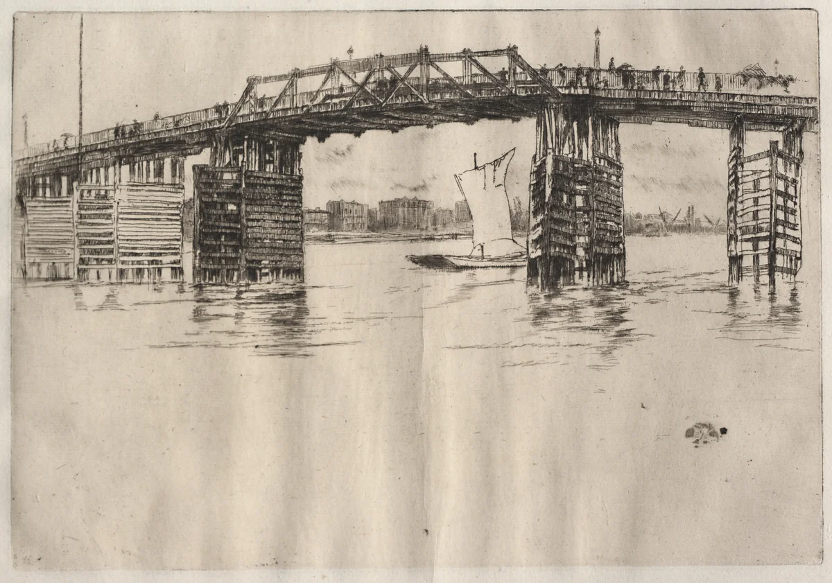 Old Battersea Bridge by James McNeill Whistler, print, 1879