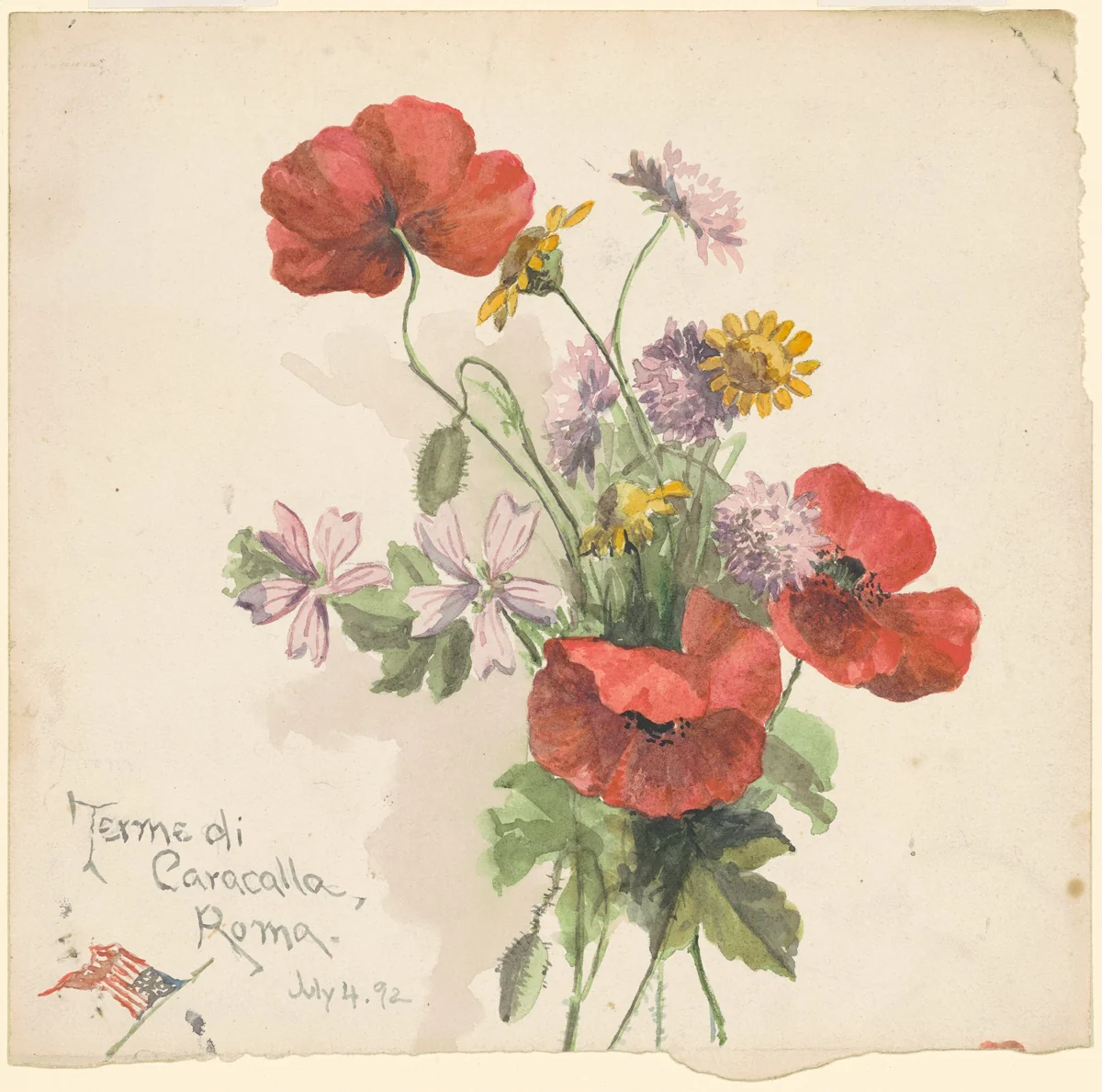 Terme di Caracalla, Roma by Marietta Minnigerode Andrews, drawing, 1892