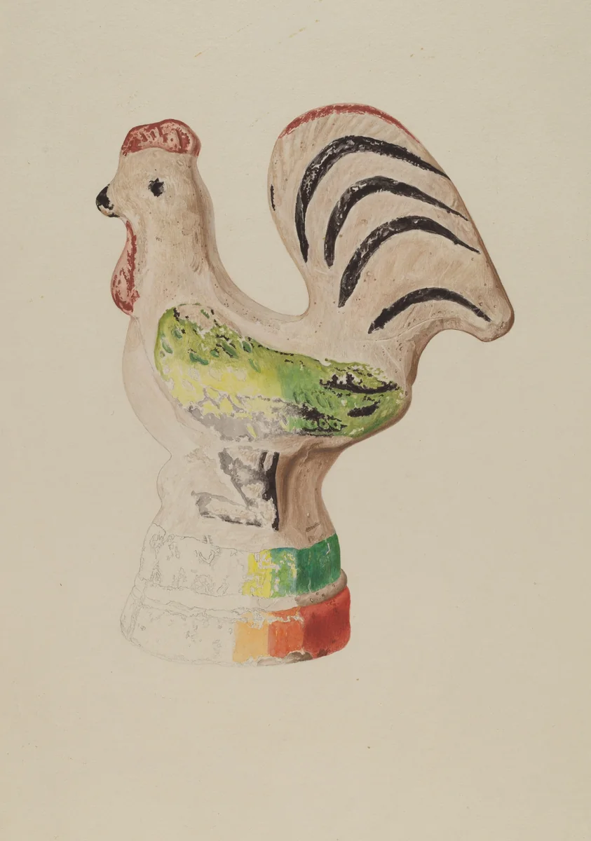 Chalkware Rooster by Betty Fuerst, index of american design, 1940