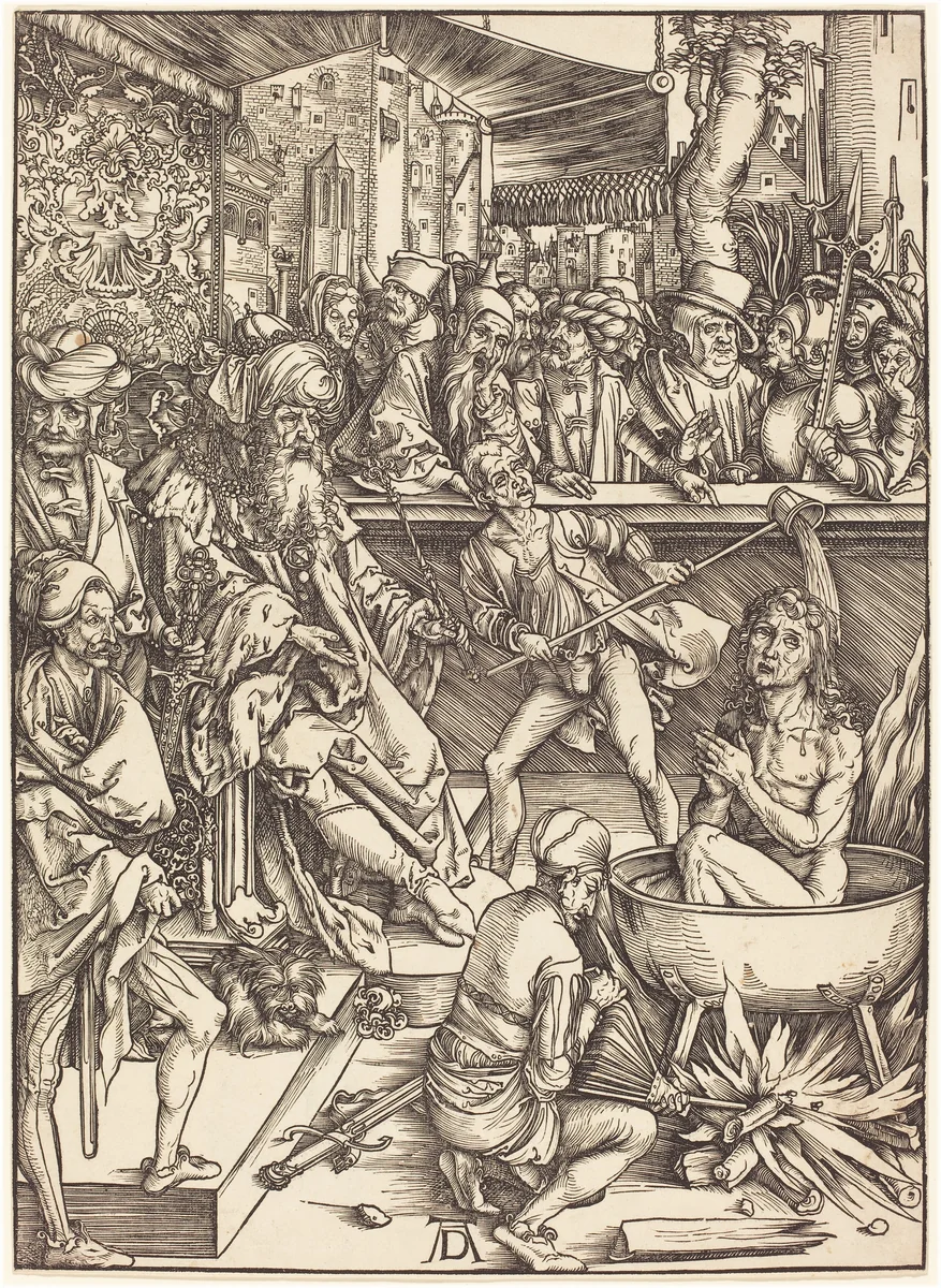 The Martyrdom of Saint John by Albrecht Dürer, print, 1496-1498