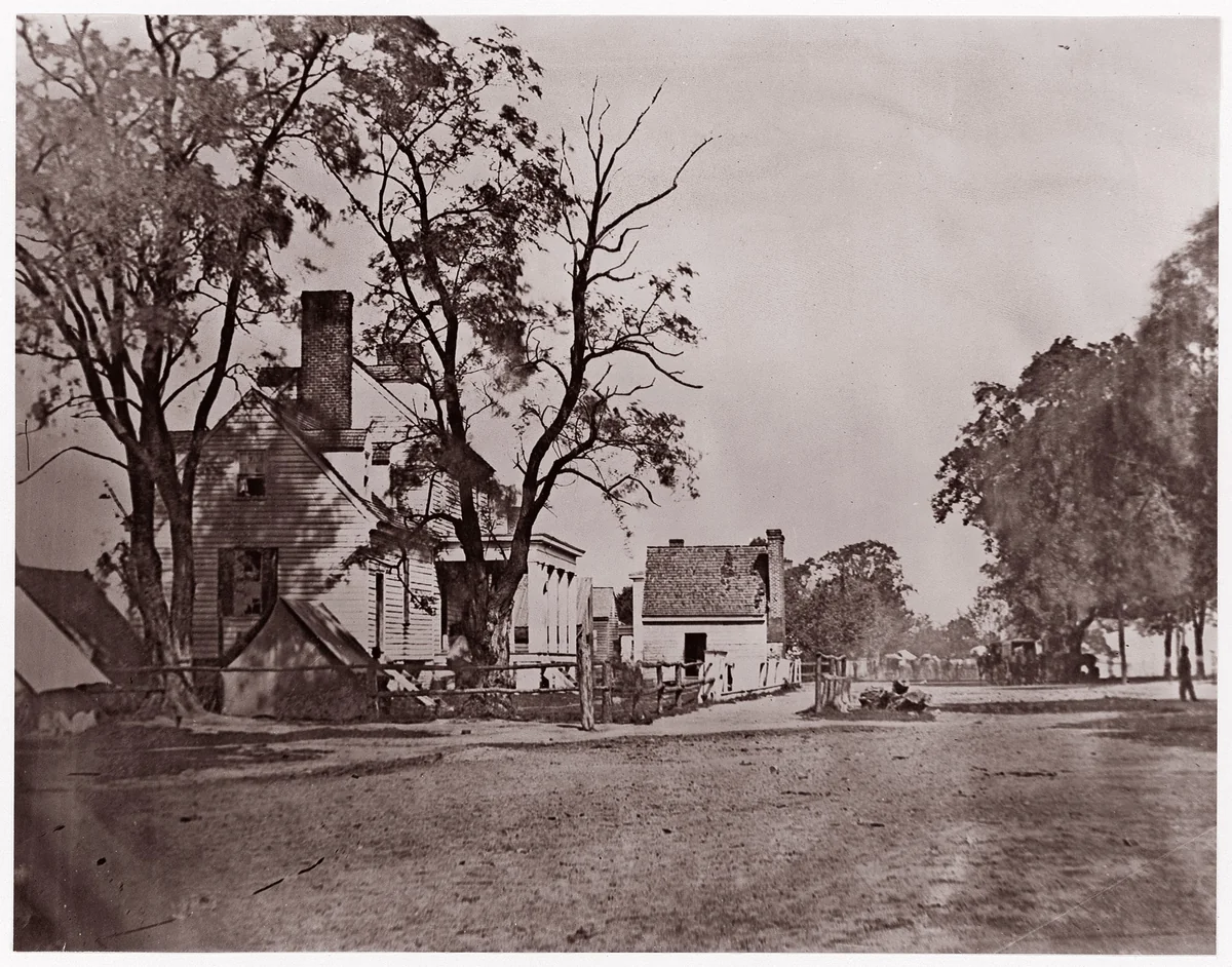 [Headquarters of Captain H. B. Blood, Assistant Quartermaster at City Point, Virginia] by Andrew Joseph Russell, photograph, 1861-1865