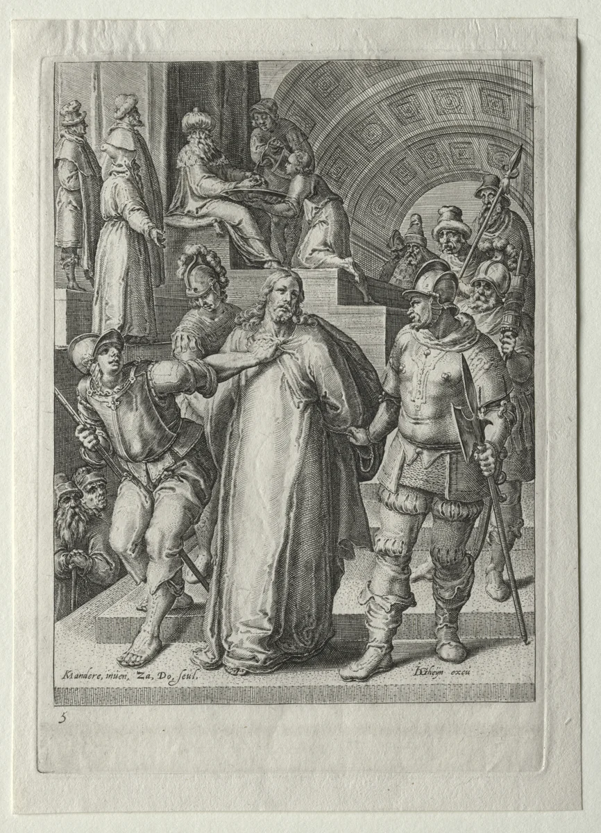 Passion Set: Christ before Pilate by Zacharias Dolendo, print, 1596