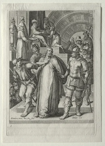 Passion Set: Christ before Pilate by Zacharias Dolendo, print, 1596