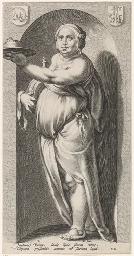 Gulzigheid (Gula) by Jacob Matham, print, 1593