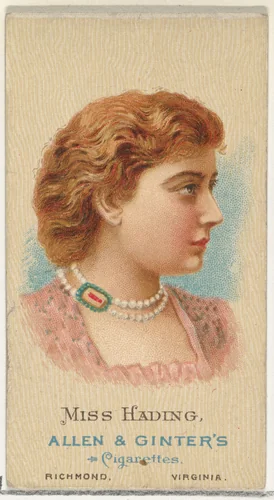 Miss Hading, from World's Beauties, Series 2 (N27) for Allen & Ginter Cigarettes by Allen & Ginter, print, 1888