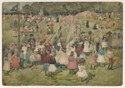 May Day, Central Park by Maurice Prendergast, drawing, 1901