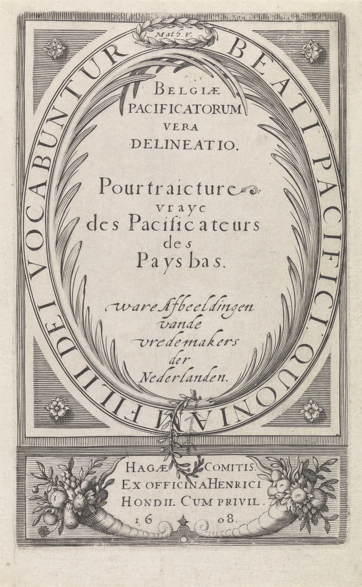 Belgiae Pacificatorum vera Delineatio by Hendrick Hondius, print, 1608