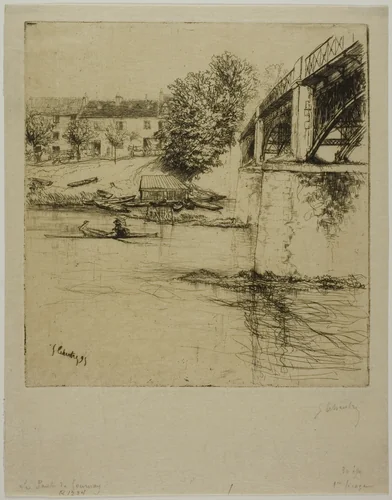 The Bridge at Gournay, from the Side by Gustave Leheutre, print, 1895
