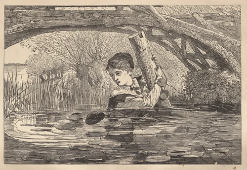 "Orrin, Make Haste, I Am Perishing" by Winslow Homer, print, 1868