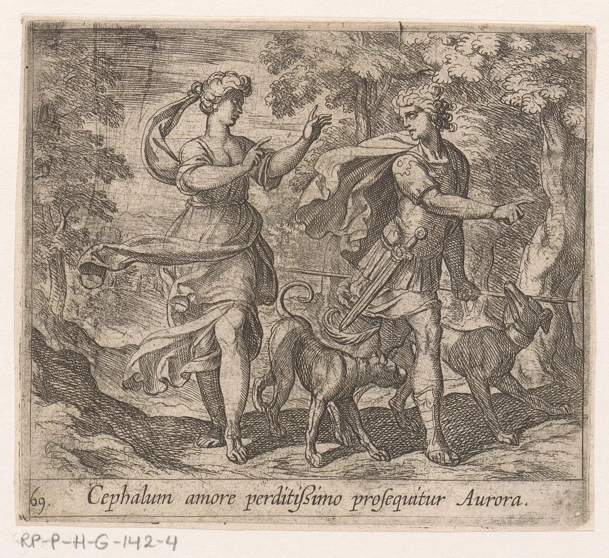Cephalus en Aurora by Antonio Tempesta, print, 1606-1638