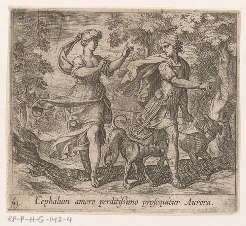 Cephalus en Aurora by Antonio Tempesta, print, 1606-1638