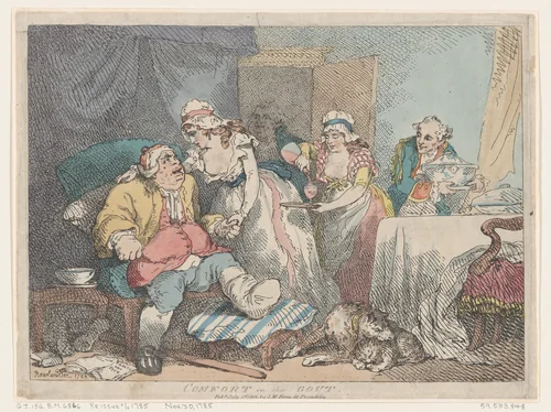 Comfort in the Gout by Thomas Rowlandson, print, 1802