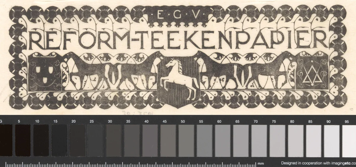 Vignet van E.G.V. Reform-Teekenpapier by Mathieu Lauweriks, print, 1874-1932
