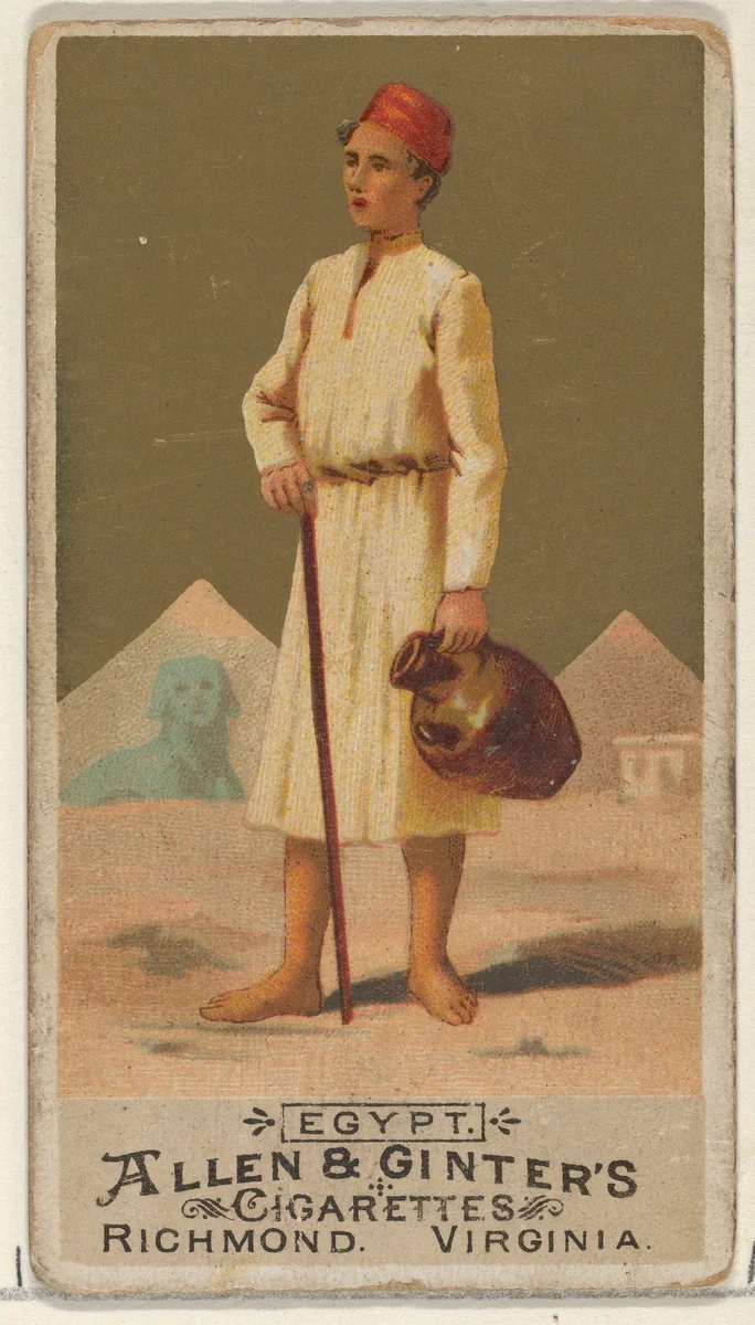 Egypt, from the Natives in Costume series (N16) for Allen & Ginter Cigarettes Brands by Allen & Ginter, print, 1886