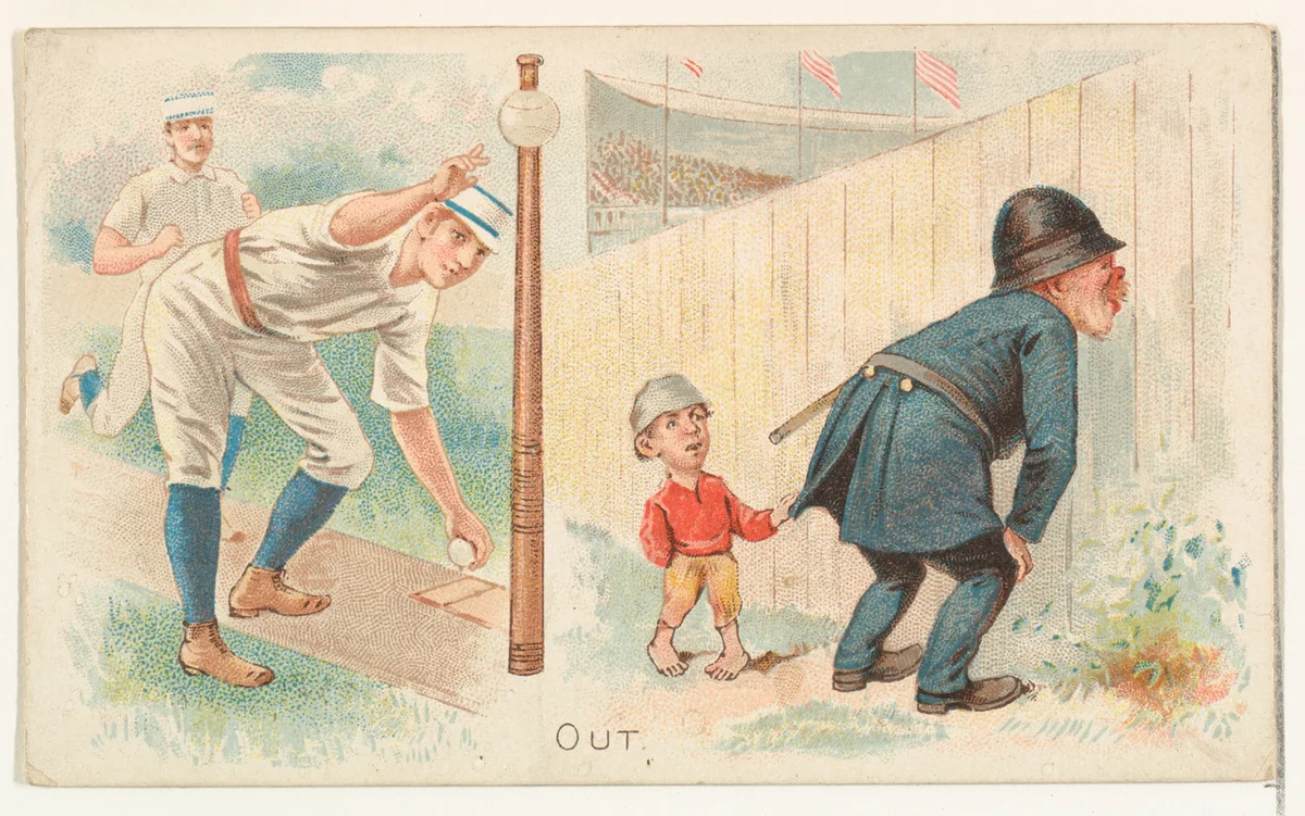 Out, from the Talk of the Diamond set (N135) issued by Duke Sons & Co., a branch of the American Tobacco Company by W. Duke, Sons & Co., print, 1888