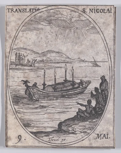La Translation de S. Nicolas (The Translation of St. Nicholas), May 9th, from "Les Images De Tous Les Saincts et Saintes de L'Année" (Images of All of the Saints and Religious Events of the Year) by Jacques Callot, print, 1636