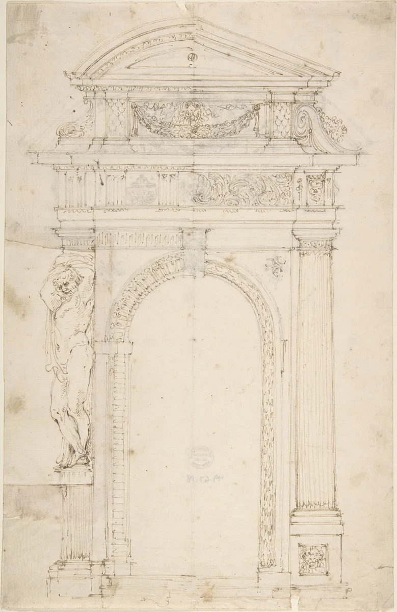 Two Alternate Designs for Triumphal Arch by anonymous, drawing, 1700-1799