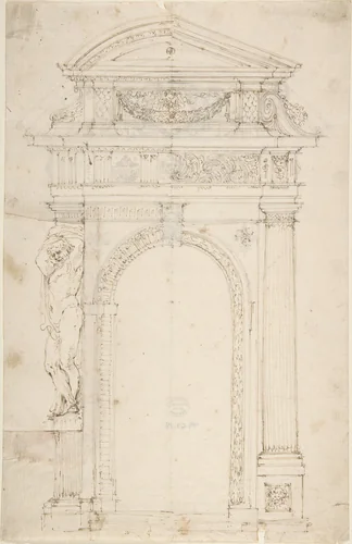 Two Alternate Designs for Triumphal Arch by anonymous, drawing, 1700-1799