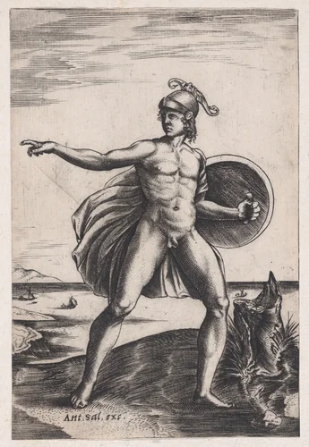 A Warrior by Agostino Veneziano, print, 1514-1536