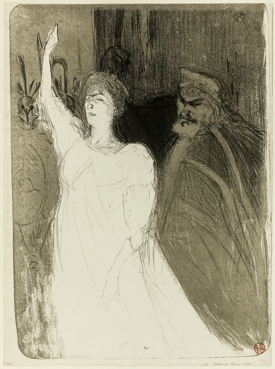 Bartet and Mounet-Sully, in Antigone by Henri de Toulouse-Lautrec, print, 1893