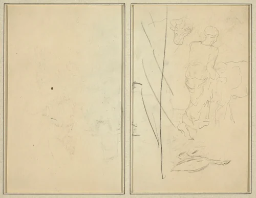 Woman with Cow, and Goose; Counterproof [verso] by Paul Gauguin, drawing, 1884-1888