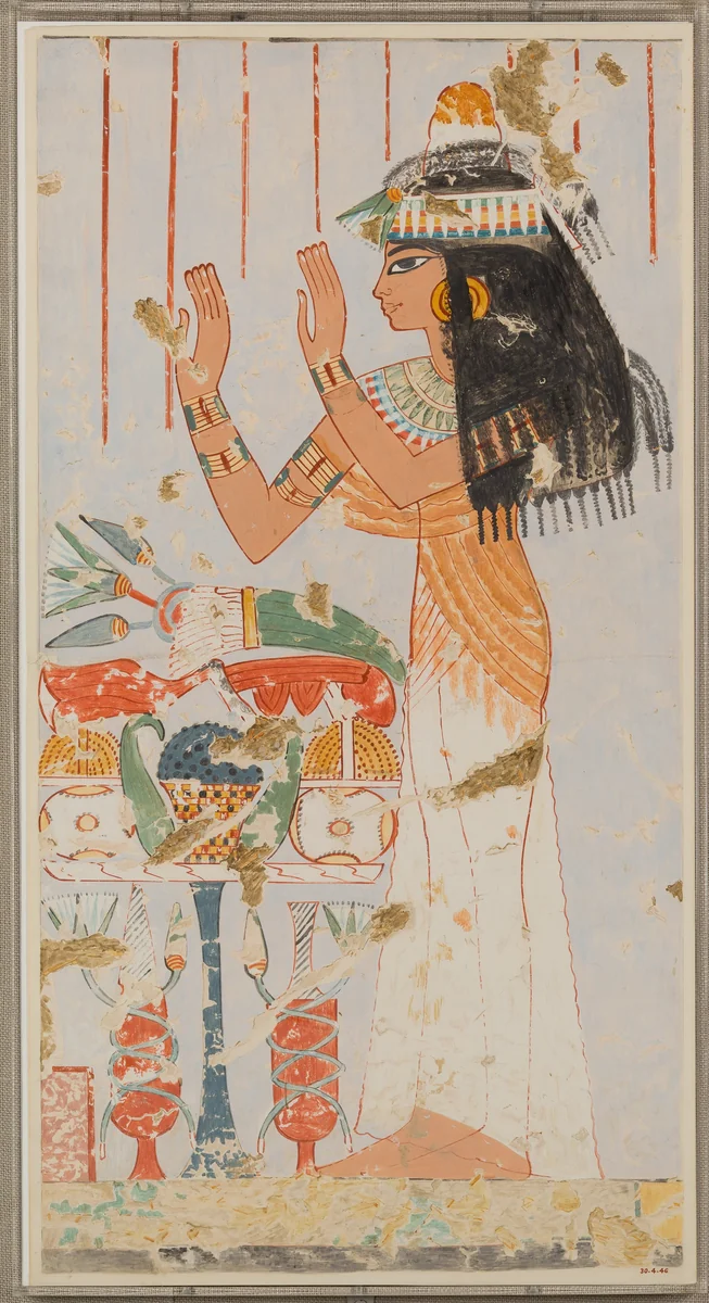 Menna's Daughter Offering to her Parents, Tomb of Menna by Nina de Garis Davies, artwork, -1400--1352