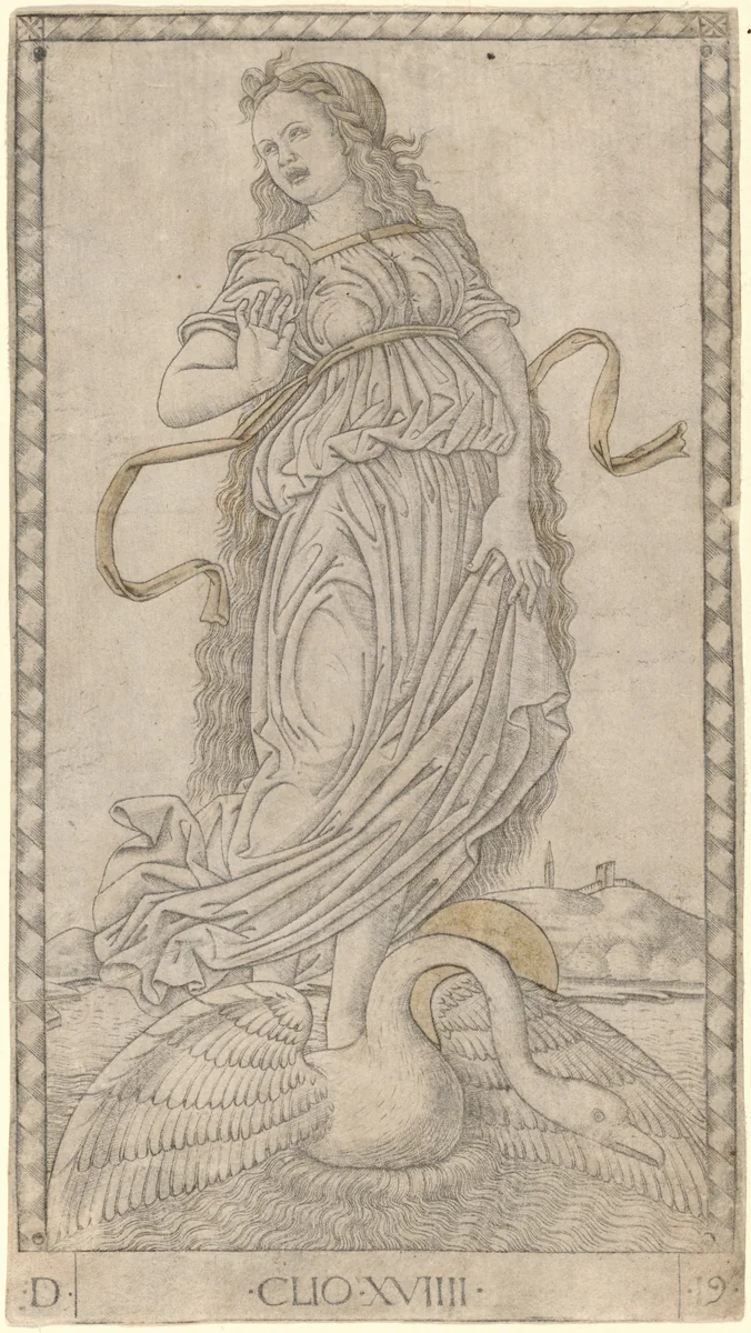 Clio by Master of the E-Series Tarocchi, print, 1465