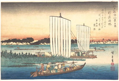 Boats Returning to Gyotoku by Utagawa Hiroshige (歌川広重), print, 1797-1858