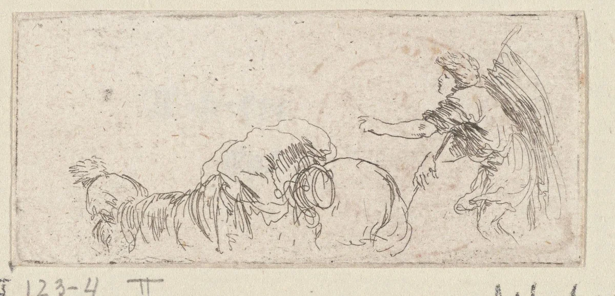 Figuur met een vaandel drijft een beladen paard voort by Stefano della Bella, print, 1620-1664
