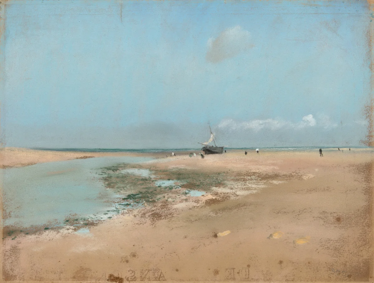 Beach at Low Tide (Mouth of the River) by Edgar Degas, drawing, 1869