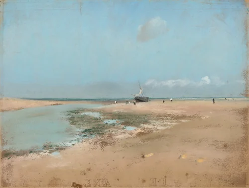 Beach at Low Tide (Mouth of the River) by Edgar Degas, drawing, 1869