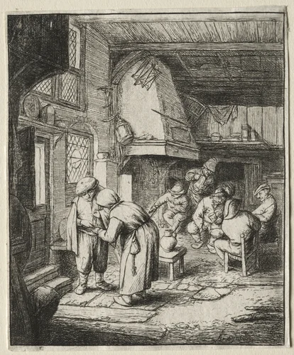Peasant Settling his Debt by Adriaen van Ostade, print, 1642-1658