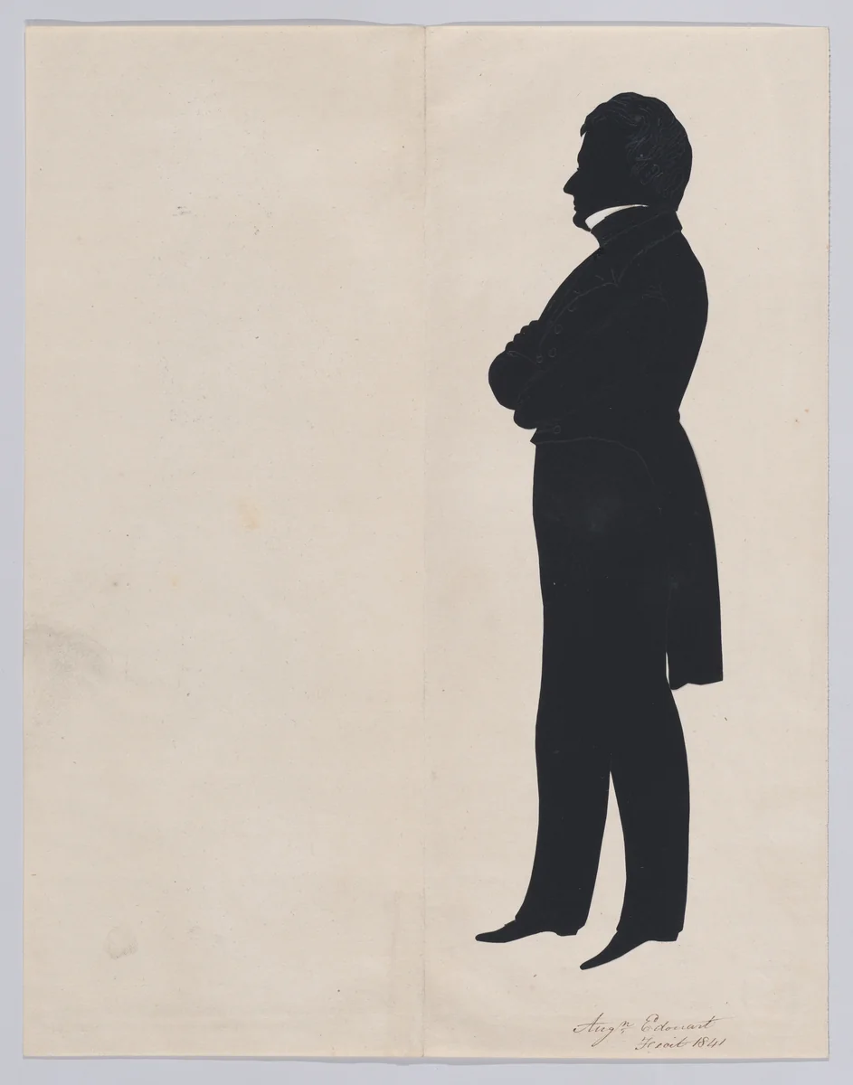 Portrait of a Man, Full-length, Facing Left, with Arms Folded and a White Collar by Auguste Edouart, other, 1841