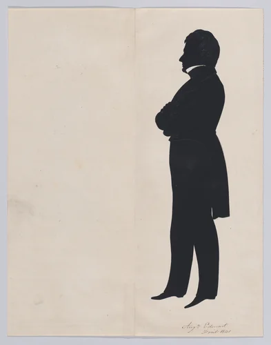 Portrait of a Man, Full-length, Facing Left, with Arms Folded and a White Collar by Auguste Edouart, other, 1841
