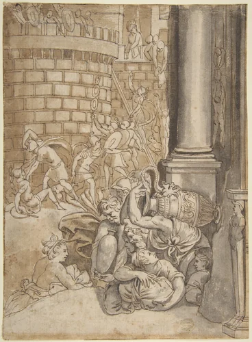 Sack of a City by Polidoro da Caravaggio, drawing, 1499-1543