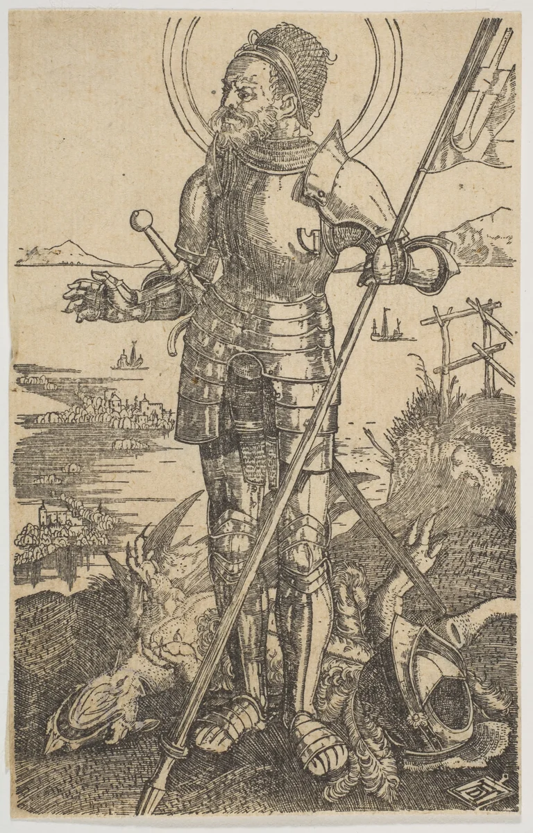 Saint George Standing (copy) by Albrecht Dürer, print, 1485-1600