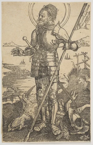 Saint George Standing (copy) by Albrecht Dürer, print, 1485-1600