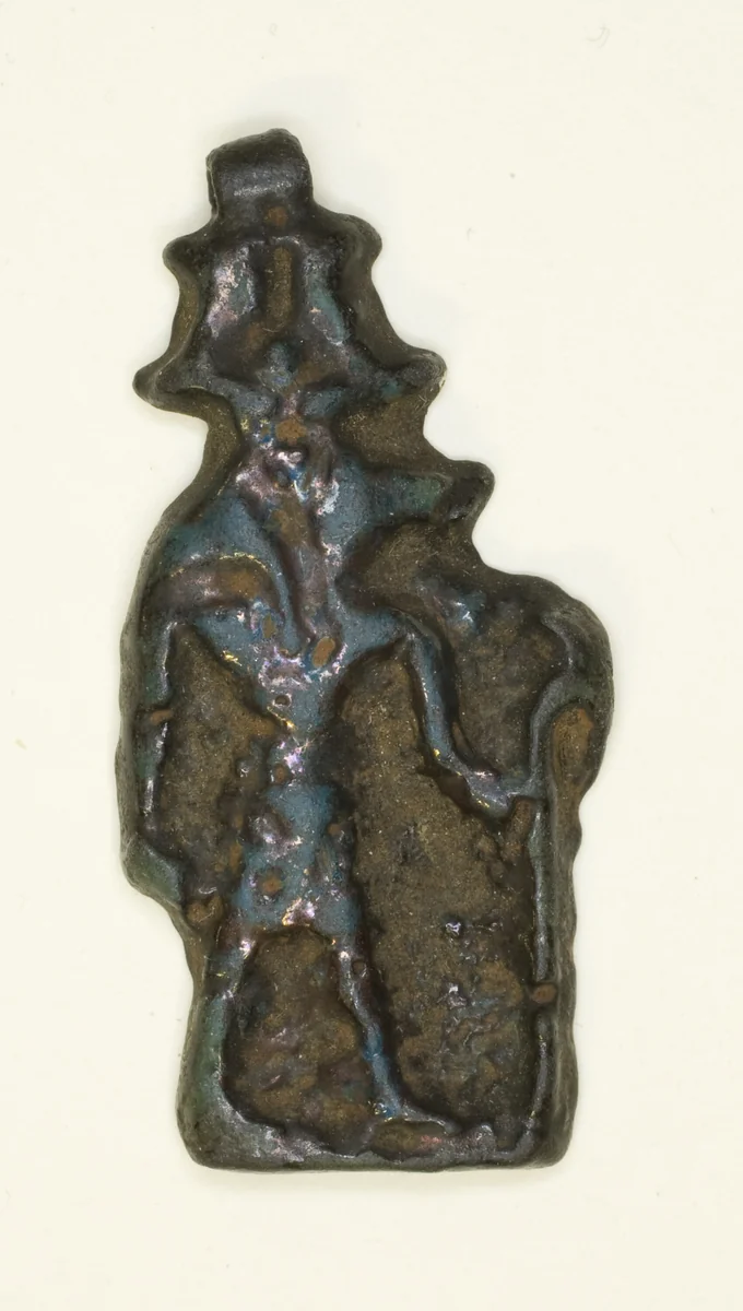 Amulet of the God Anubis wearing Atef Crown by Egyptian, metalwork, -664--332