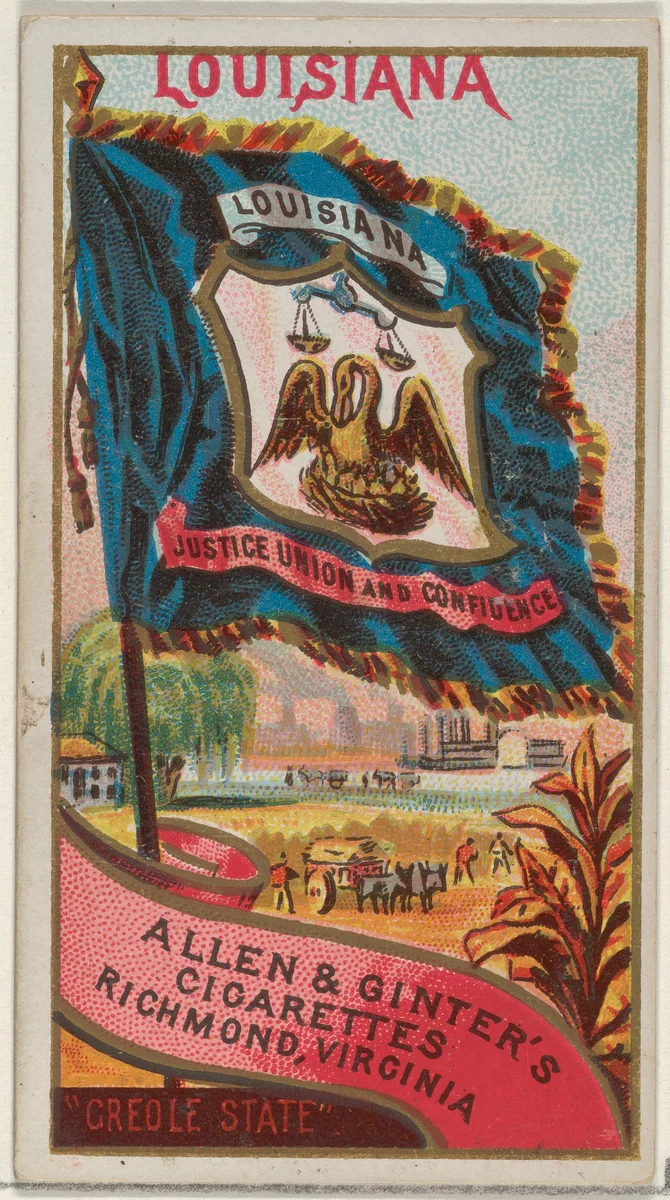 Louisiana, from Flags of the States and Territories (N11) for Allen & Ginter Cigarettes Brands by Allen & Ginter, print, 1888
