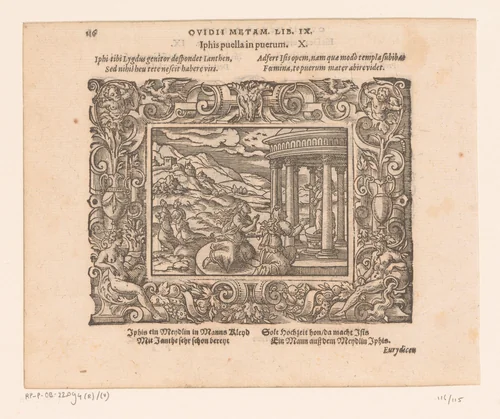 Iphis in een jongeman veranderd by Virgilius Solis, print, 1569